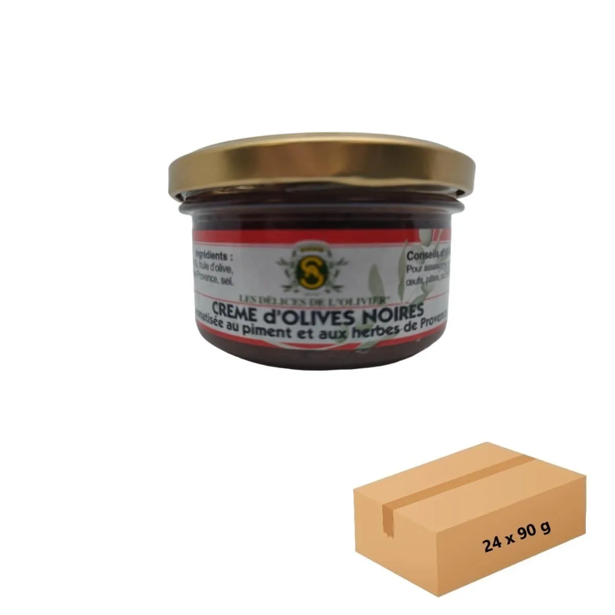 Crème d’Olives Noires Piment et Herbes 24 x 90 g