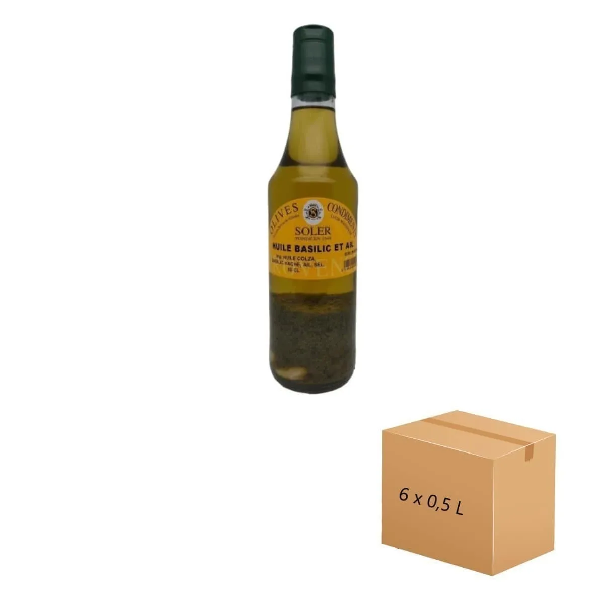 Huile Basilic et Ail 6 x 50 cl Les Délices de l'Olivier