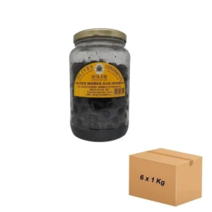 Olives Noires Herbes de Provence en Bocal 6 x 1 Kg - Les Délices de l'Olivier