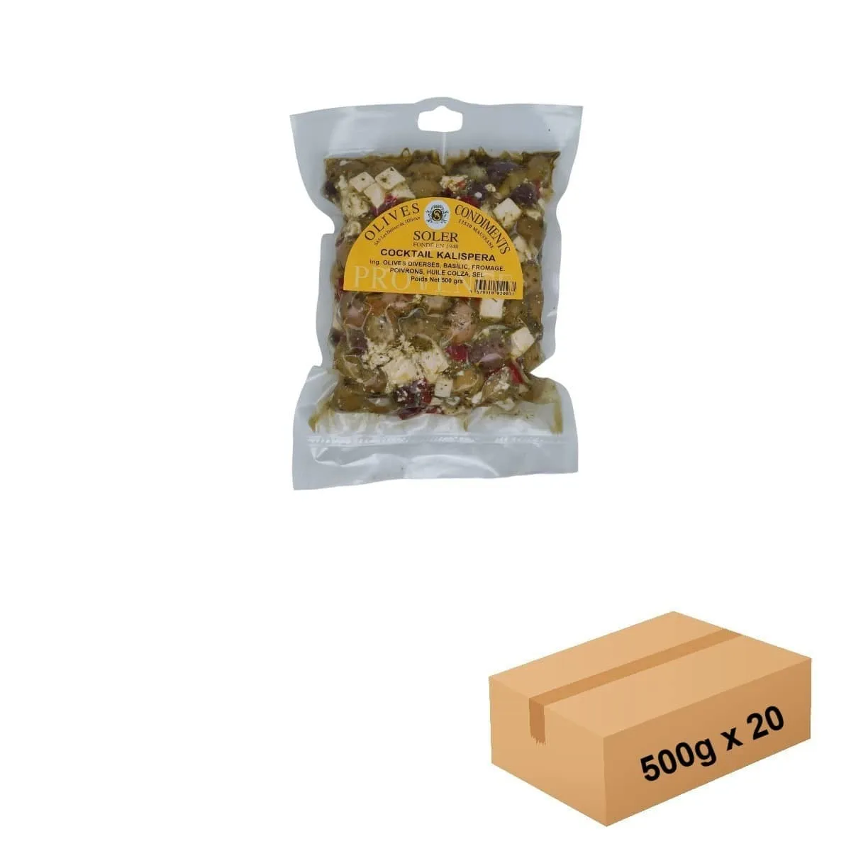 Olives Cocktail Kalispera Sous Vide 20 x 500 g - Achat en gros chez Les Délices de l'Olivier, Provence.