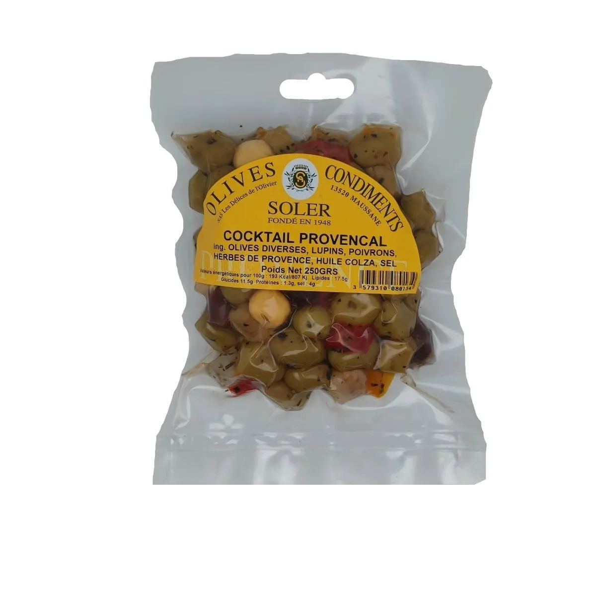 Olives cocktail provençal en sachet sous vide de 250 g