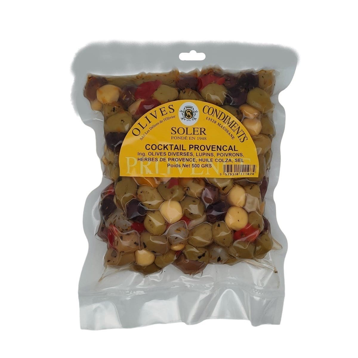 Olives cocktail provencal en sachet sous vide de 500 grammes