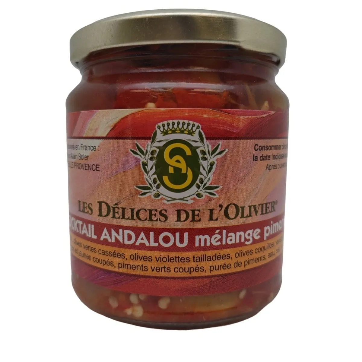 Olives Cocktail Andalou mélange pimenté - Bocal 180 g - Les Délices de l'Olivier