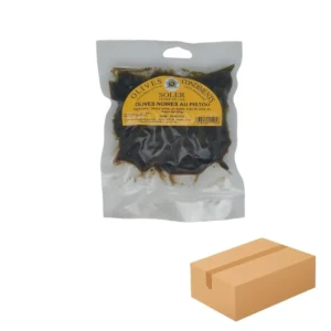Olives Noires au Pistou 20 x 250 g Sous Vide - Grossiste en olives, Les Délices de l'Olivier
