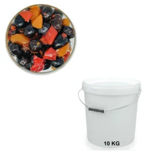 Olives Noires Pimentées Seau de 10 kg - Les Délices de l'Olivier, grossiste en olives en Provence.