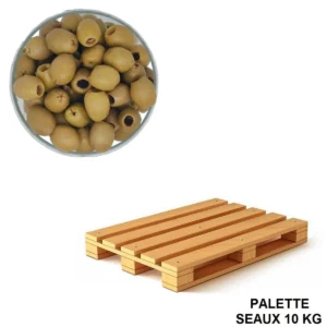 Olives Vertes Dénoyautées Nature Palette 44 Seaux de 10 kg - Les Délices de l'Olivier