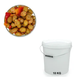 Olives Vertes Pimentées Seau de 10 kg - Spécialiste de la vente en gros d'olives.