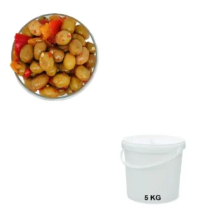 Olives Vertes Pimentées Seau de 5 kg - vente d'olives en gros pour professionnels.
