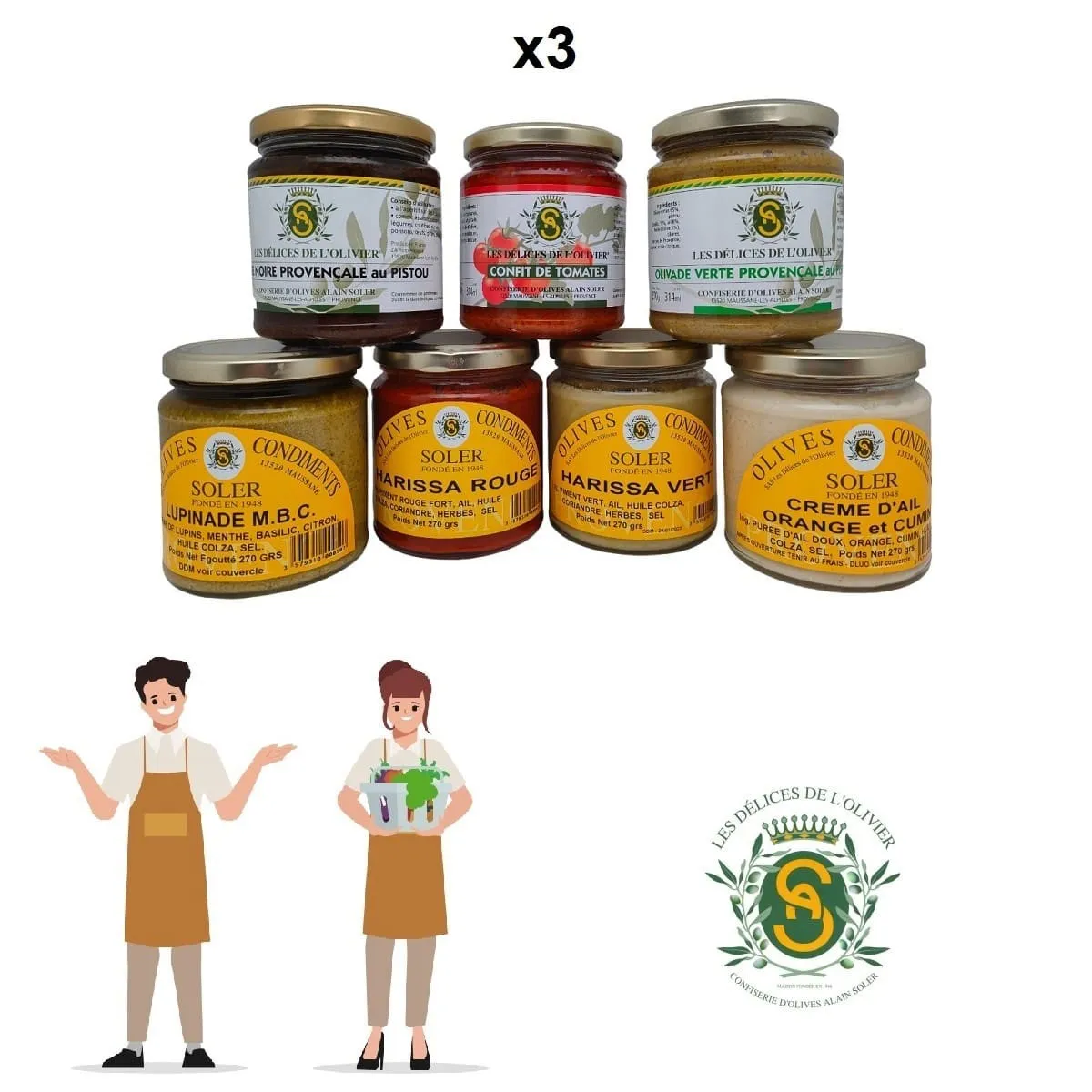 Pack Epicerie 270 - produits artisanaux de Provence - Les Délices de l'Olivier