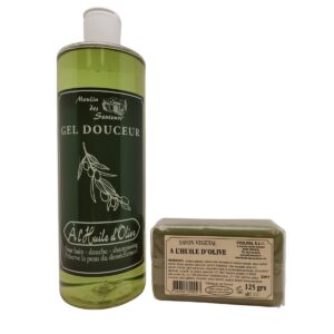 Coffret cadeau gel douche et savon à l'huile d'olive