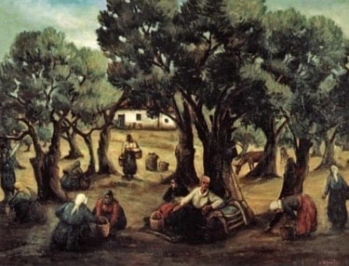Tableau - Récolte des olives en Grèce