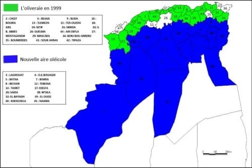 Carte oléicole d'Algérie