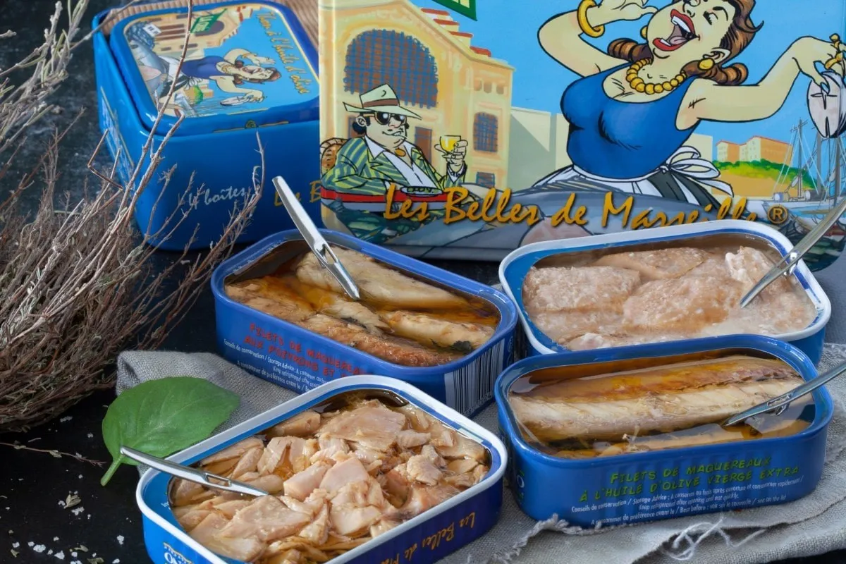 Coffret gourmet de 480g avec thon à l'huile d'olive et filets de maquereaux