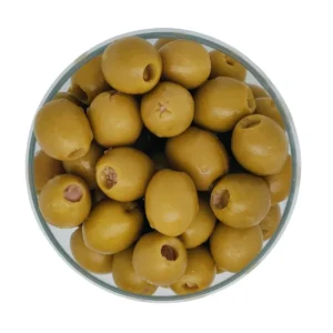 Olives farcies anchois conditionnées par Les Délices de l'Olivier