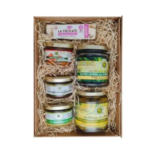 Box cadeau Les Délices de l’Olivier avec olives, tartinades et nougat