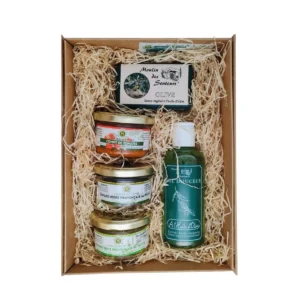 Box cadeau Hotel contenant produits provençaux gourmands et soins à l'huile d'olive